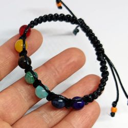 Bransoletka 7 czakr z naturalnymi kamieniami pleciona talizman