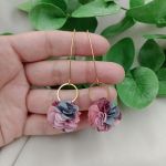 Kolczyki dla druhny na wesele kwiaty lila  - zgaszone lato