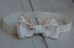 Opaska niemowlęca - Koronkowa, kremowo-beżowa