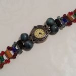 bransoletka z zegarkiem kolorowe koraliki - bransoletka kolorowa z zegarkiem