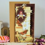 Kartka - Dla Ciebie ( 2 ) - Kartka z elementami układanymi warstwowo oraz ręcznie malowanym stempelkiem z serii Santoro, ptaszkiem i motylami