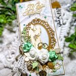 Elegancka i delikatna kartka ślubna w pudełku - Ozdoba na kartce