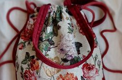 Bordowa torba plecak 2w1 czerwone kwiaty