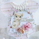 Kartka body chrzest roczek różowy kotekGOTOWA - 