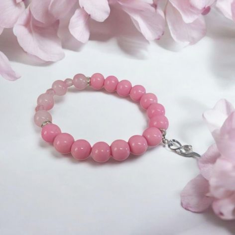 Bransoletka na gumce róż z zawieszką