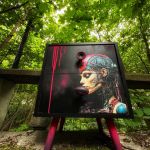 Czarna szafka z dwoma szufladami, oryginalny motyw, cybergoth - 