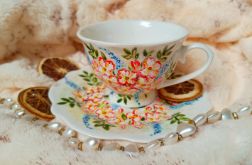 Ręcznie malowany komplet w kwiaty 200 ml. II