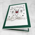 Kartka świąteczna zielona z reniferem BNR 014 - Kartka na boże narodzenie zielona z reniferami i wstążką (4)