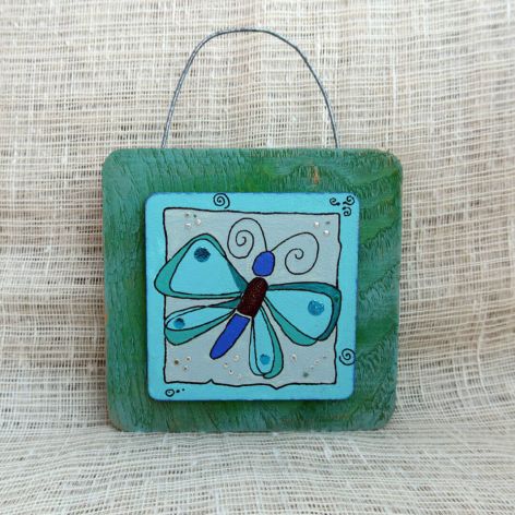 Obrazek na drewnie - Blue Butterfly