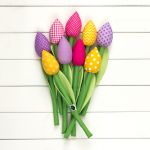 TULIPANY, kolorowy bawełniany bukiet - kolorowy bukiet tulipanów