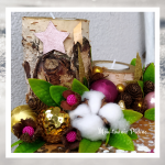 Świecznik na plastrze brzozy prezent święta - Świecznik złoto-zieleń-fiolet