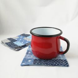 Patchwork w granatach pod kubeczki