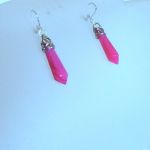 Różowy agat fuksja, efektowne, wiszące kolczyki w srebrze - 