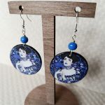 Kolczyki decoupage drewniane okrągłe Gustav Klimt Złota Adela - 