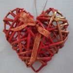 Czerwone serca -Boże Narodzenie-Walentynki - serce z papierowej wikliny