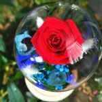 Wieczna róża w szklanej kopule 24cm + kwiaty - null