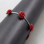 Czerwone róże i srebro - bransoletka - 