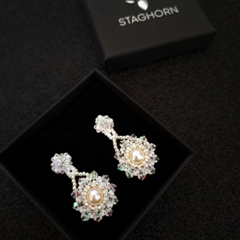 Kolczyki Ślubne z Perełkami i Kryształkami