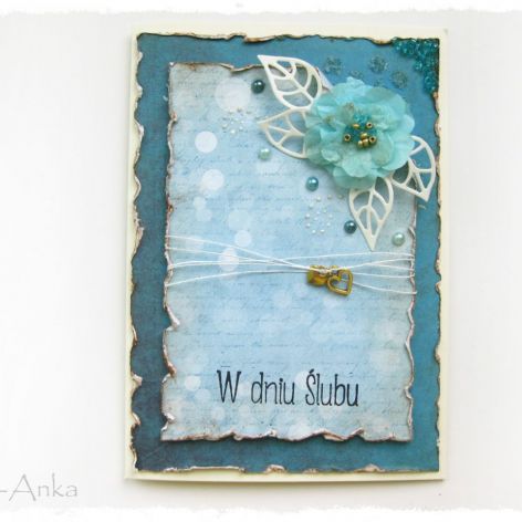 Kartka ślubna w turkusach 1
