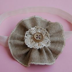 Opaska niemowlęca  - Lniany kwiat
