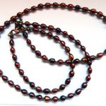 Brązowe perły naturalne, naszyjnik i bransoletka z pereł, komplet - 