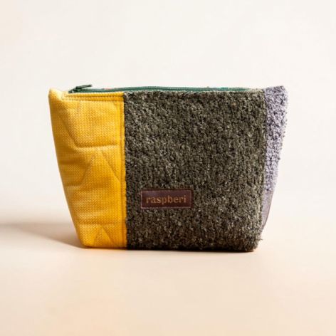 Żółto-zielono-szara kosmetyczka MAXI