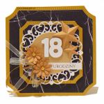 Kartka na 18 urodziny - czarny marmur złoto - Kartka marmur i złoto