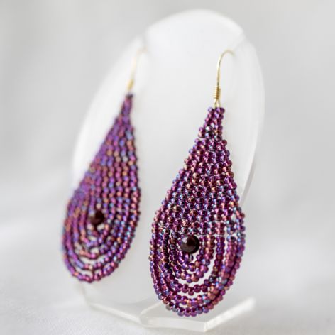 Czeskie koraliki, bigle srebrne pozłacane