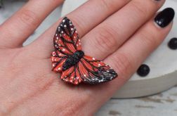 Duży pierścionek "czerwony motyl"