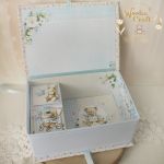 Pudełko wspomnień na chrzest "OhBabyMiś" blue - 