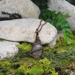 Miedziany wisior wire wrapping z różowym kwarcem #4 Miedziany wisior wire wrapping z różowym kwarcem #4