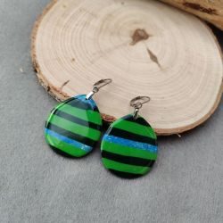 Zielone kolczyki w paski - Forest Glow