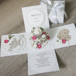 Ślubny Exploding box "White & Cream" z tortem - koronka box1r