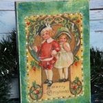 Obrazek - Dzieci - Boże Narodzenie - Wykonane metodą decoupage, wielokrotnie pokryte lakierem akrylowym, bezwonnym, nietoksycznym.  Obrazek może mieć na tyle ma białą karteczkę, a na którą możesz nanieść życzenia.