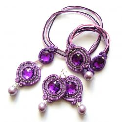 fioletowy komplet biżuterii sutasz