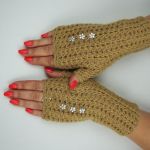 RĘKAWICZKI MITENKI HANDMADE KASZMIR CAMEL - 