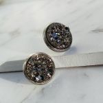 Sztyfty stal szlachetna z druzami czarnymi - 