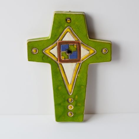 Krzyż ceramiczny zielony