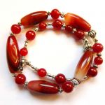 Pomarańczowe agaty, elegancki naszyjnik z agatami - 