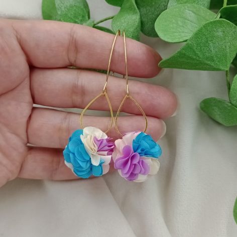 Kolczyki błękitne lawendowe lila ecru ivory