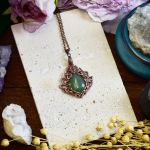 Miedziany wiktoriański wisiorek z awenturynem #357 - 