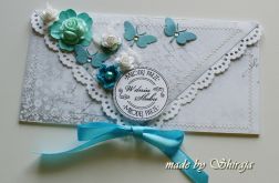 Kopertówka z okazji ślubu- turkusowy ogród