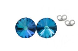Kolczyki sztyfty 8mm srebro Swarovski Bermuda Blue