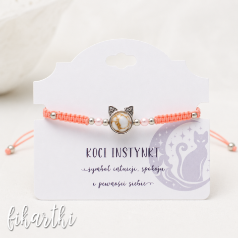 Bransoletka pleciona z kotem - Howlit BKI2603