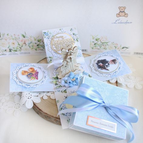 Exploding box komunijny "Blue Rose 3" GOTOWY