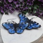 Motyle - kolczyki wiszące niebieskie - kolczyki motylki