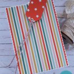 Kolorowa kartka urodzinowa dla dziewczynki, personalizacja - Tył kartki i tył etykietki