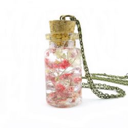0912-mela/ wisiorek buteleczka z kwiatami