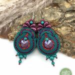 Kolczyki sutasz/soutache z kryształkami - Kolczyki sutasz
