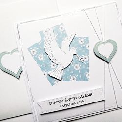 Kartka na Chrzest personalizowana z gołębicą